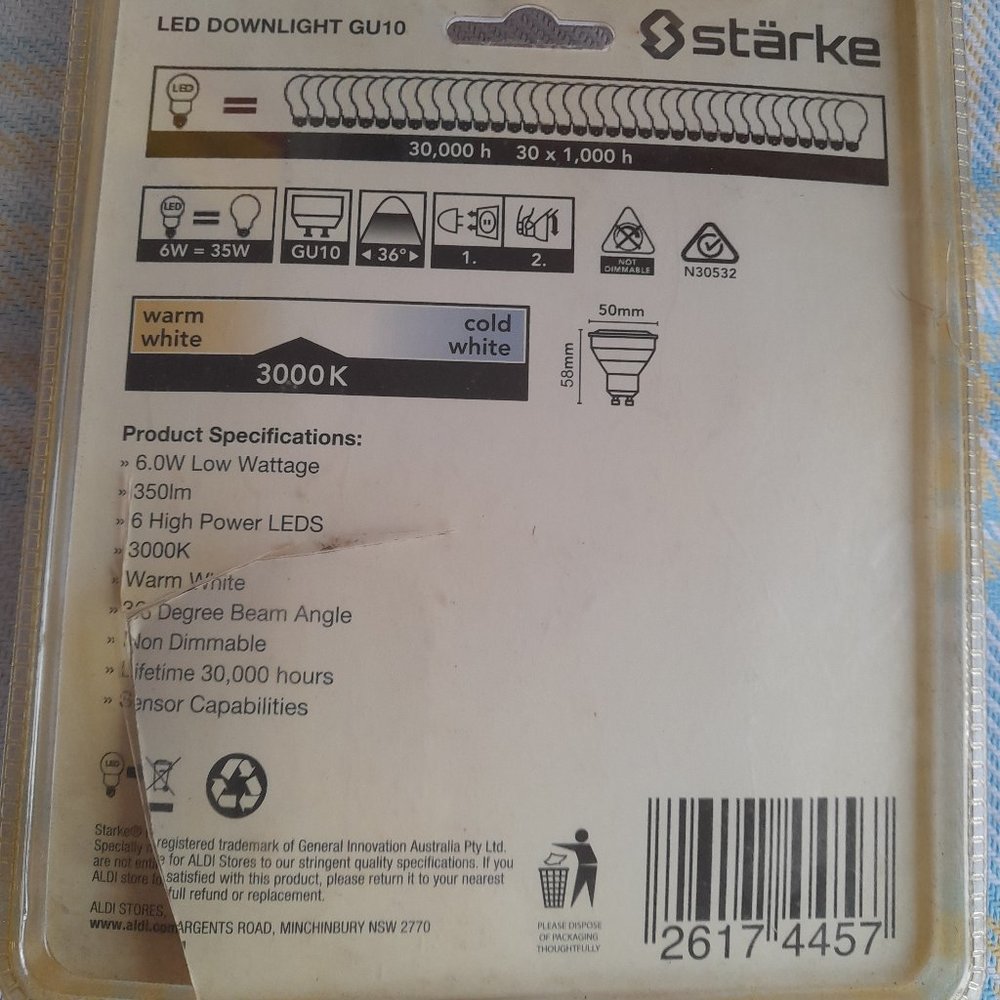 4 pack 6 watt 350 lumens LED downlight GU10 by Starke - Picture 2 of 3